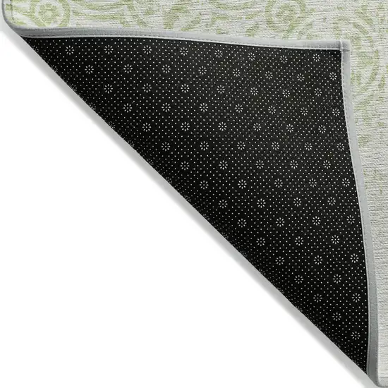 Artichoke Green And Ivory Medallion Washable Indoor Outdoor Area Rug Photo 2