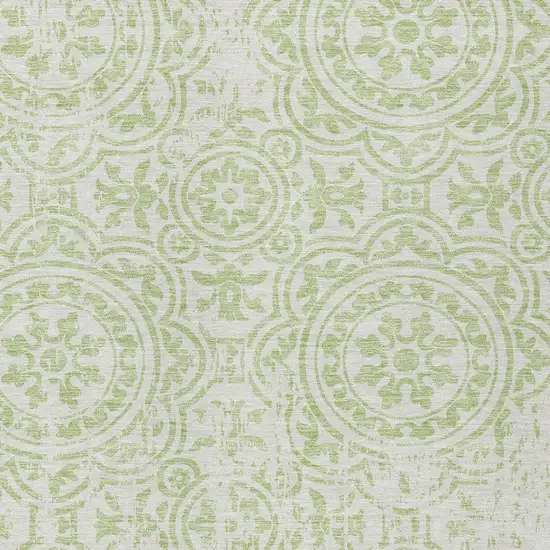 Artichoke Green And Ivory Medallion Washable Indoor Outdoor Area Rug Photo 4
