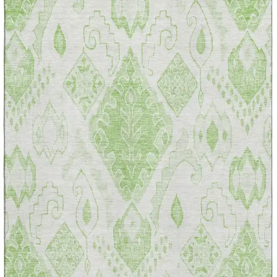 Artichoke Green And Ivory Moroccan Washable Area Rug With UV Protection Photo 4