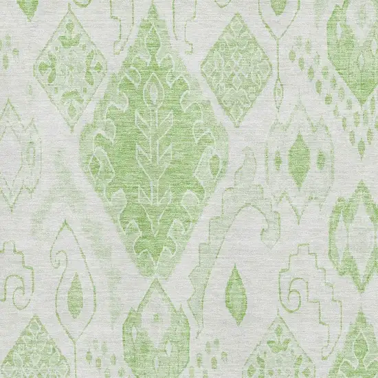 Artichoke Green And Ivory Moroccan Washable Area Rug With UV Protection Photo 3