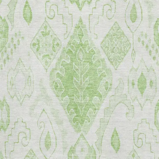 Artichoke Green And Ivory Moroccan Washable Area Rug With UV Protection Photo 3
