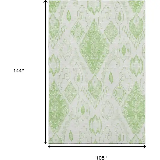 Artichoke Green And Ivory Moroccan Washable Area Rug With UV Protection Photo 3