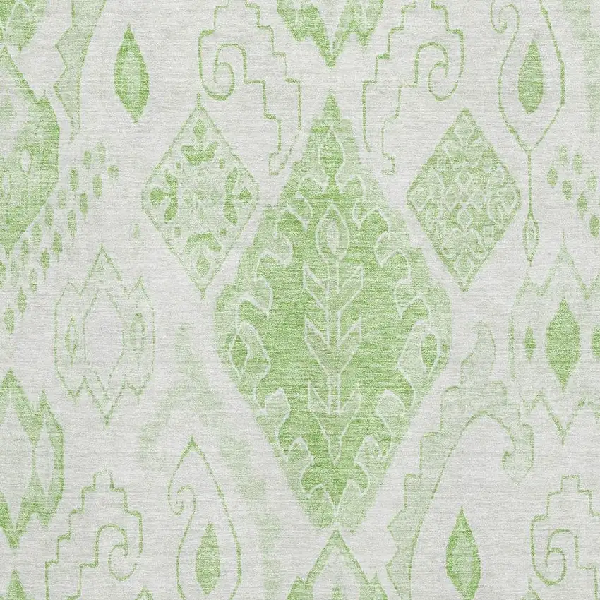 Artichoke Green And Ivory Moroccan Washable Area Rug With UV Protection Photo 3
