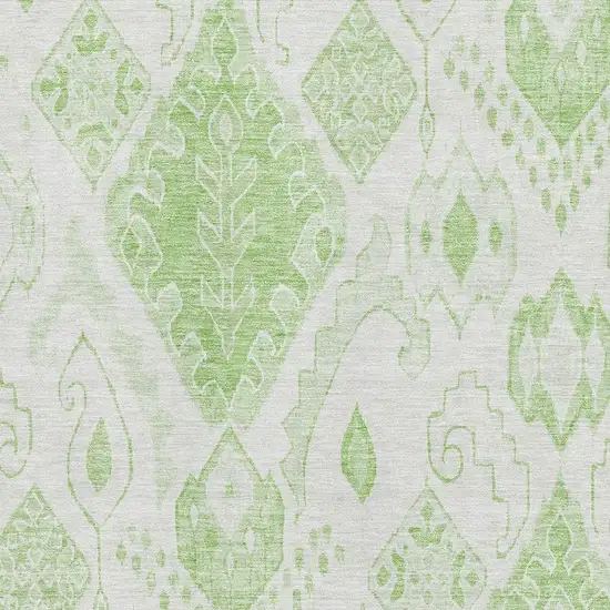 Artichoke Green And Ivory Moroccan Washable Area Rug With UV Protection Photo 3