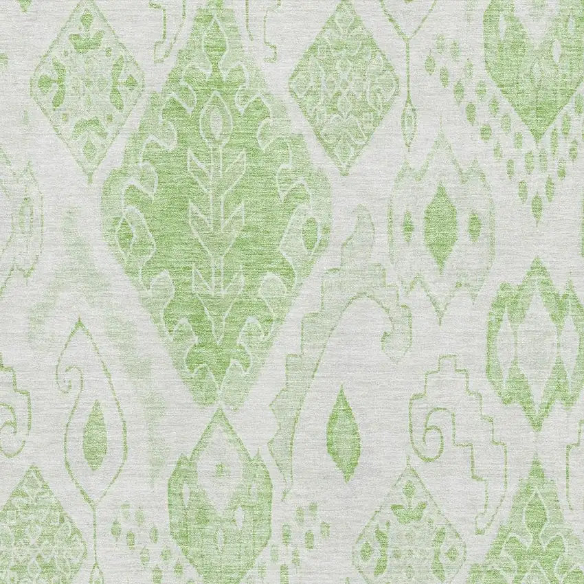 Artichoke Green And Ivory Moroccan Washable Area Rug With UV Protection Photo 3