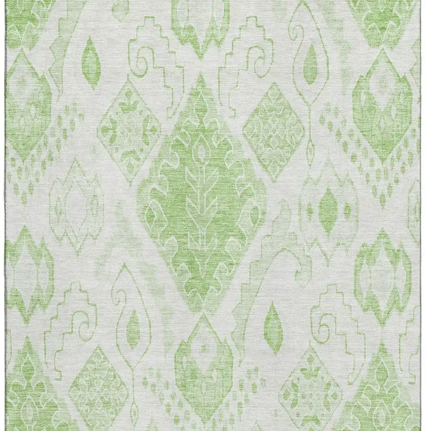Artichoke Green And Ivory Moroccan Washable Area Rug With UV Protection Photo 4