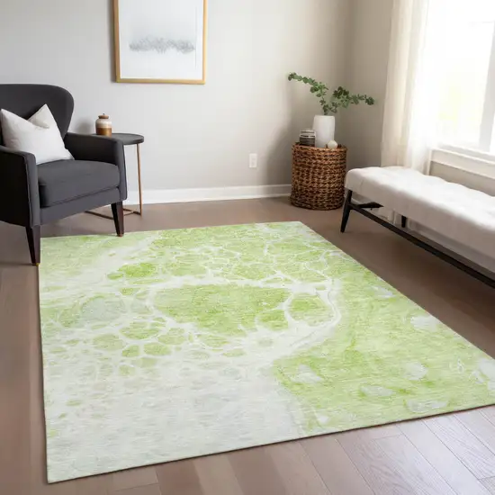Artichoke Green And Ivory Nautical Washable Indoor Outdoor Area Rug Photo 9