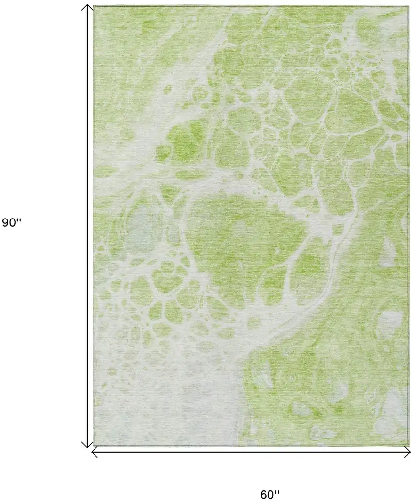 Artichoke Green And Ivory Nautical Washable Indoor Outdoor Area Rug Photo 3