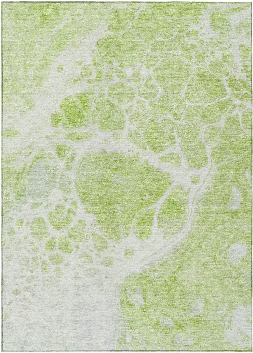Artichoke Green And Ivory Nautical Washable Indoor Outdoor Area Rug Photo 2