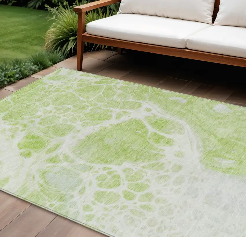 Artichoke Green And Ivory Nautical Washable Indoor Outdoor Area Rug Photo 1