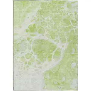 Photo of Artichoke Green And Ivory Nautical Washable Indoor Outdoor Area Rug