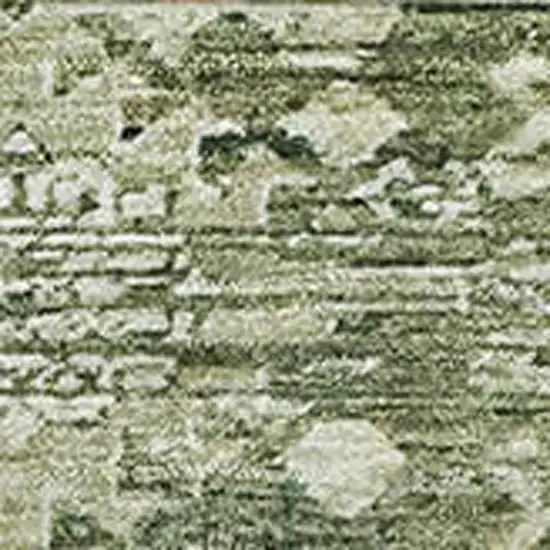 Artichoke Green And Ivory Oriental Washable Area Rug With UV Protection Photo 2