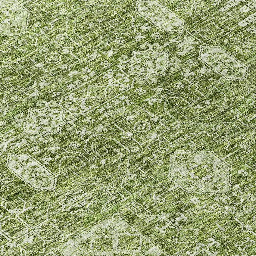 Artichoke Green And Ivory Oriental Washable Indoor Outdoor Area Rug Photo 8