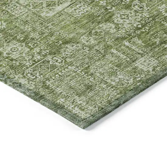 Artichoke Green And Ivory Oriental Washable Indoor Outdoor Area Rug Photo 4