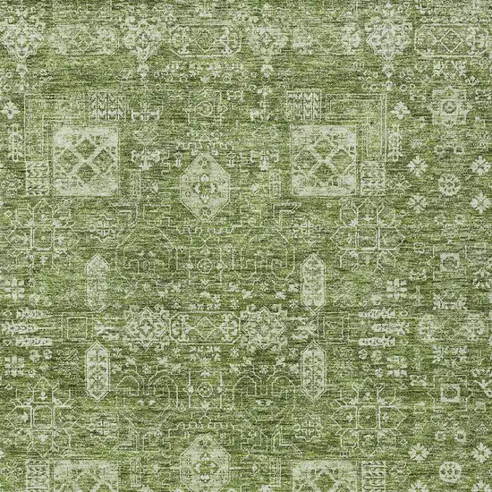 Artichoke Green And Ivory Oriental Washable Indoor Outdoor Area Rug Photo 5