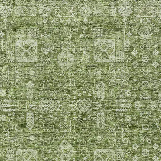 Artichoke Green And Ivory Oriental Washable Indoor Outdoor Area Rug Photo 5