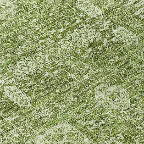 Artichoke Green And Ivory Oriental Washable Indoor Outdoor Area Rug Photo 9