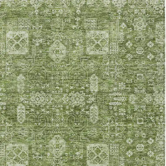 Artichoke Green And Ivory Oriental Washable Indoor Outdoor Area Rug Photo 6