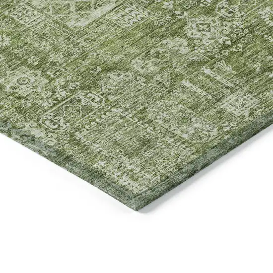 Artichoke Green And Ivory Oriental Washable Indoor Outdoor Area Rug Photo 3