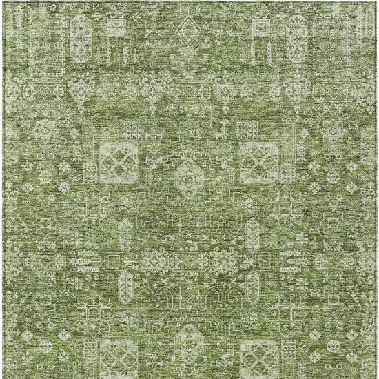 Artichoke Green And Ivory Oriental Washable Indoor Outdoor Area Rug Photo 5