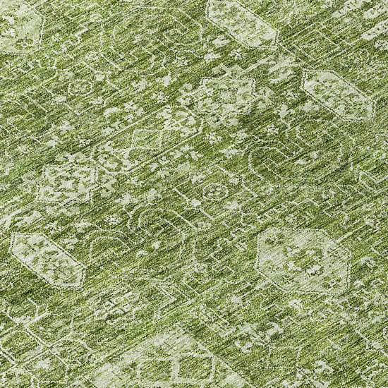 Artichoke Green And Ivory Oriental Washable Indoor Outdoor Area Rug Photo 9