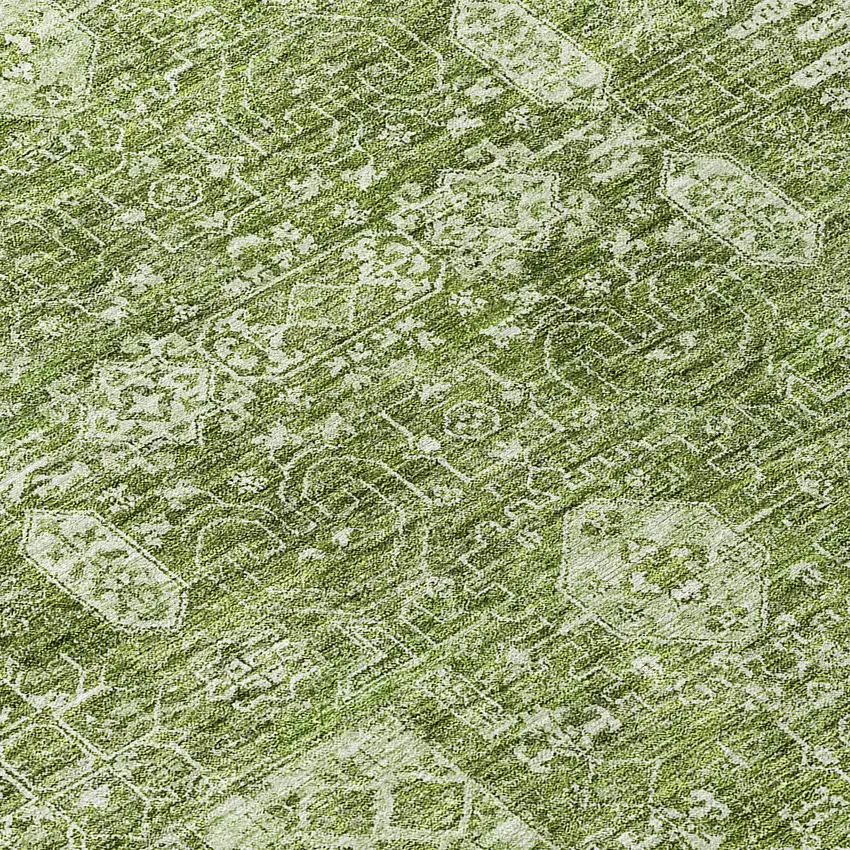 Artichoke Green And Ivory Oriental Washable Indoor Outdoor Area Rug Photo 9