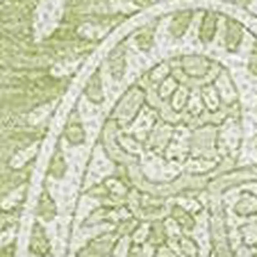 Artichoke Green And Ivory Paisley Washable Area Rug With UV Protection Photo 3