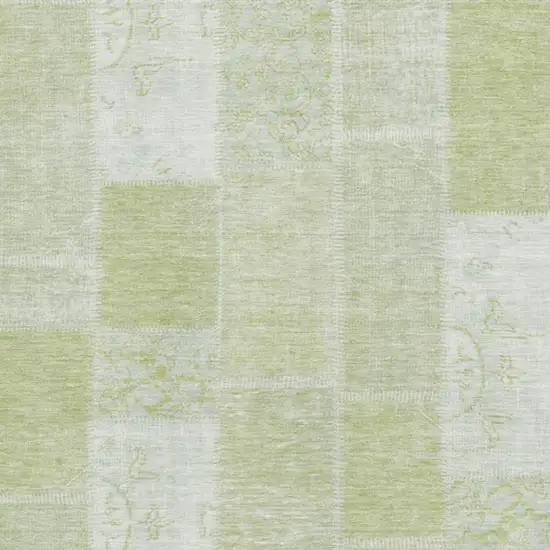 Artichoke Green And Ivory Patchwork Washable Area Rug With UV Protection Photo 3