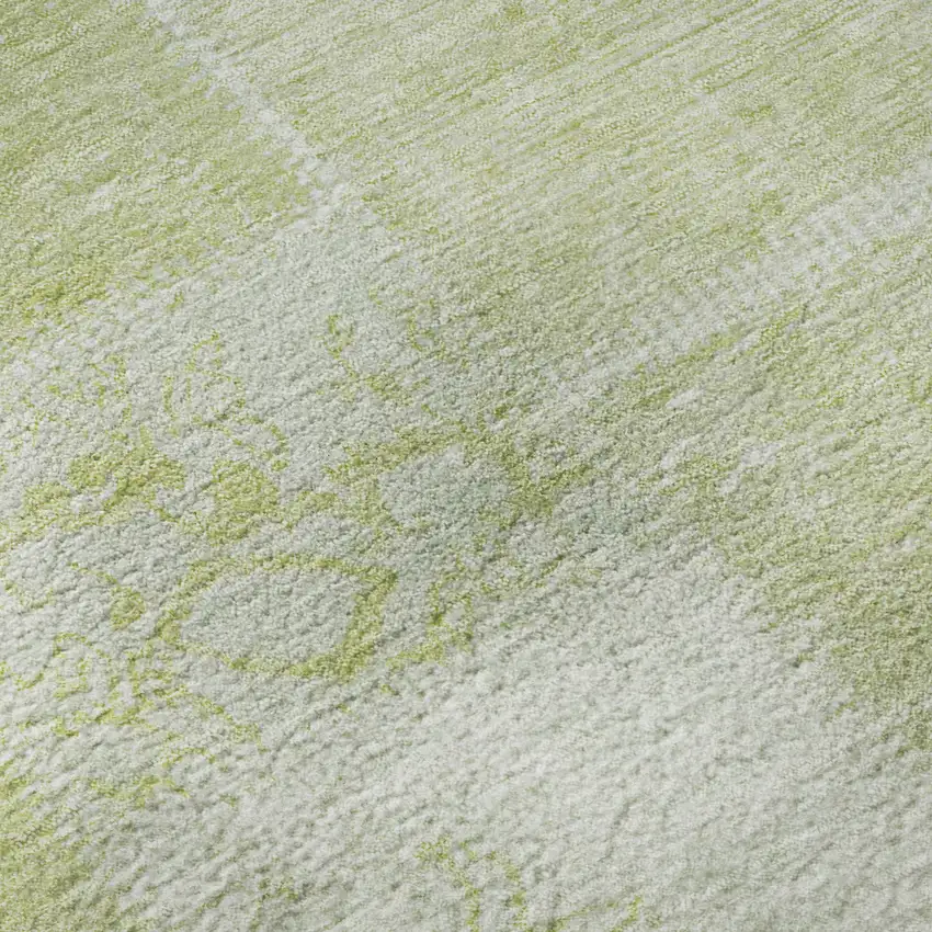 Artichoke Green And Ivory Patchwork Washable Area Rug With UV Protection Photo 9