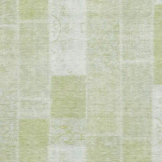 Artichoke Green And Ivory Patchwork Washable Area Rug With UV Protection Photo 3