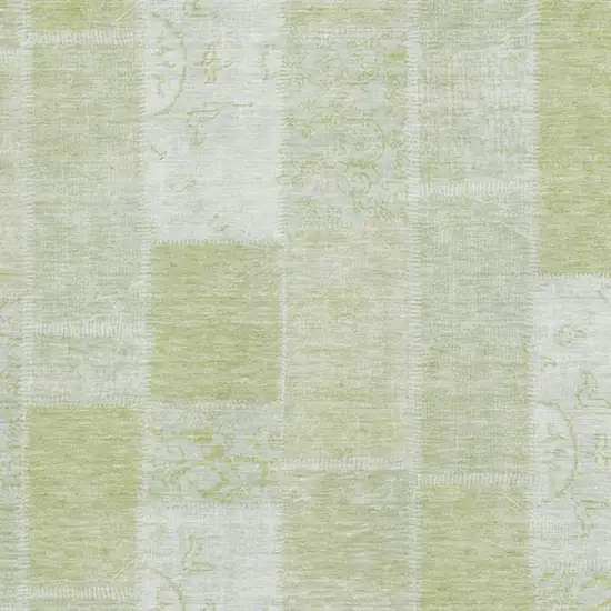 Artichoke Green And Ivory Patchwork Washable Area Rug With UV Protection Photo 3