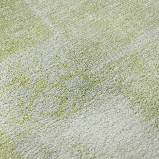 Artichoke Green And Ivory Patchwork Washable Area Rug With UV Protection Photo 9