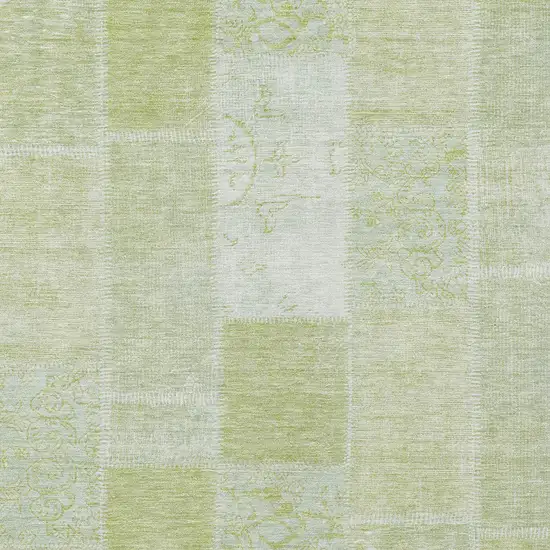 Artichoke Green And Ivory Patchwork Washable Indoor Outdoor Area Rug Photo 5