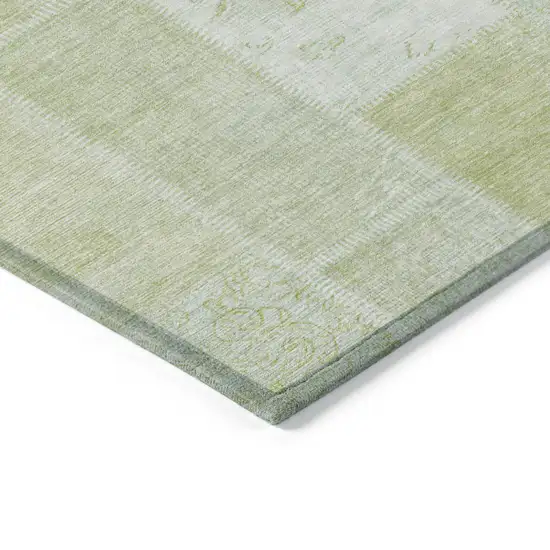 Artichoke Green And Ivory Patchwork Washable Indoor Outdoor Area Rug Photo 4