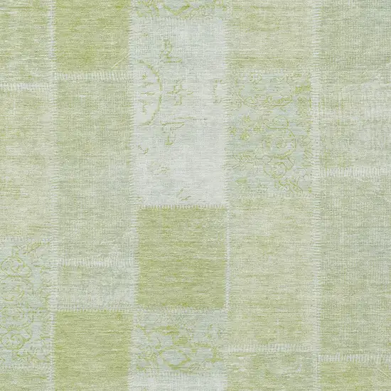 Artichoke Green And Ivory Patchwork Washable Indoor Outdoor Area Rug Photo 4