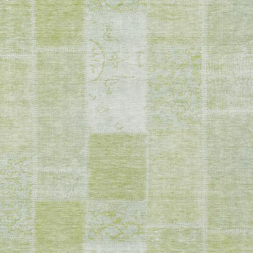 Artichoke Green And Ivory Patchwork Washable Indoor Outdoor Area Rug Photo 4