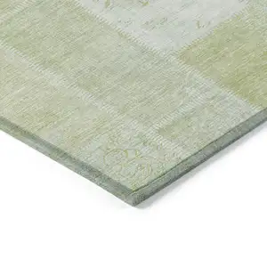 Photo of Artichoke Green And Ivory Patchwork Washable Indoor Outdoor Area Rug