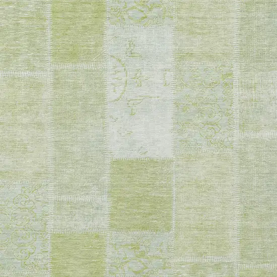 Artichoke Green And Ivory Patchwork Washable Indoor Outdoor Area Rug Photo 4