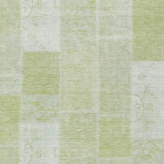 Artichoke Green And Ivory Patchwork Washable Indoor Outdoor Area Rug Photo 4
