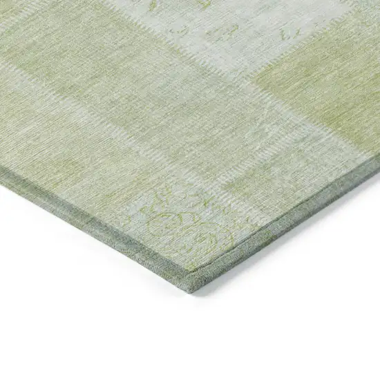 Artichoke Green And Ivory Patchwork Washable Indoor Outdoor Area Rug Photo 3