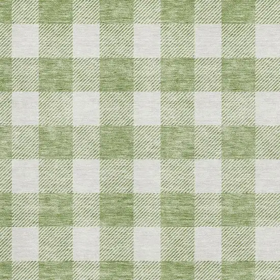 Artichoke Green And Ivory Plaid Washable Area Rug With UV Protection Photo 2