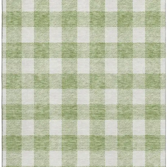 Artichoke Green And Ivory Plaid Washable Area Rug With UV Protection Photo 3