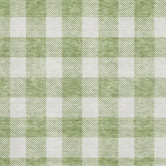 Artichoke Green And Ivory Plaid Washable Area Rug With UV Protection Photo 3