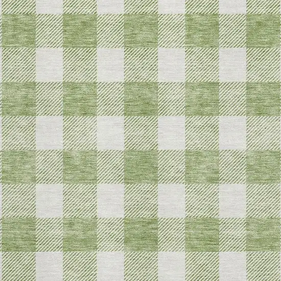 Artichoke Green And Ivory Plaid Washable Area Rug With UV Protection Photo 2