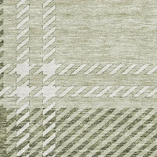 Artichoke Green And Ivory Plaid Washable Area Rug With UV Protection Photo 2