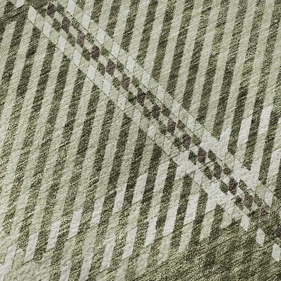 Artichoke Green And Ivory Plaid Washable Area Rug With UV Protection Photo 9