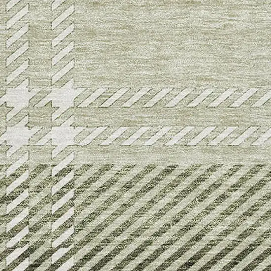 Artichoke Green And Ivory Plaid Washable Area Rug With UV Protection Photo 2