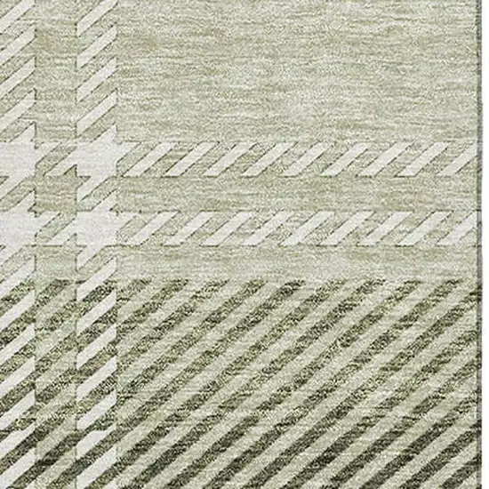Artichoke Green And Ivory Plaid Washable Area Rug With UV Protection Photo 2