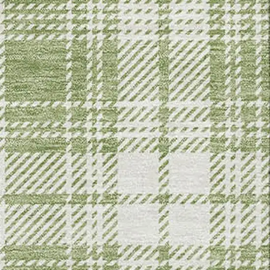 Artichoke Green And Ivory Plaid Washable Area Rug With UV Protection Photo 2