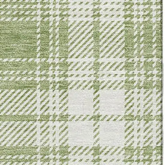 Artichoke Green And Ivory Plaid Washable Area Rug With UV Protection Photo 2